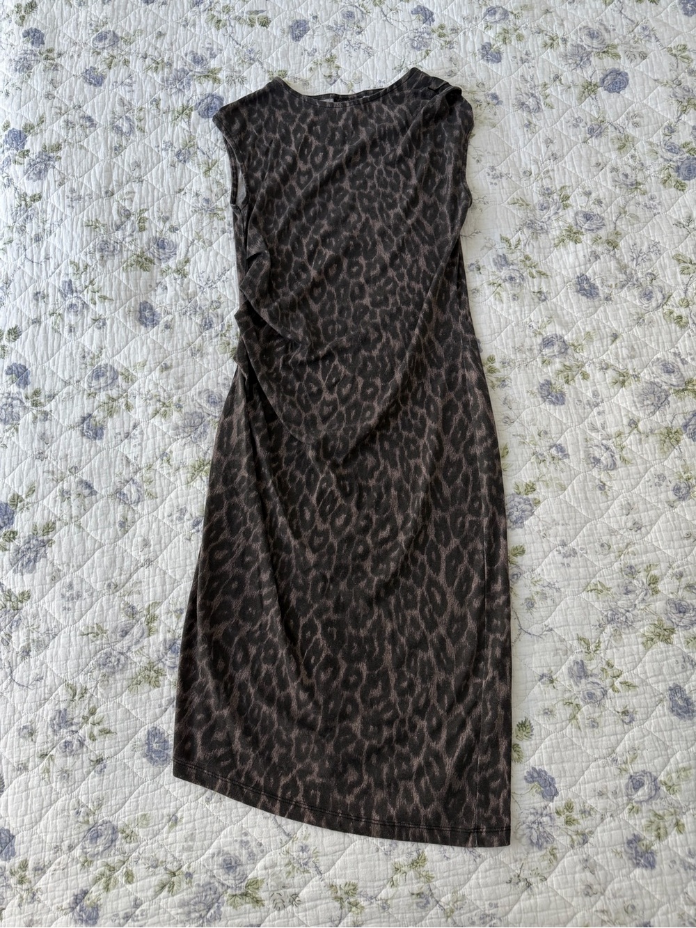 Topshop Brown Leopard Print Midi Dress